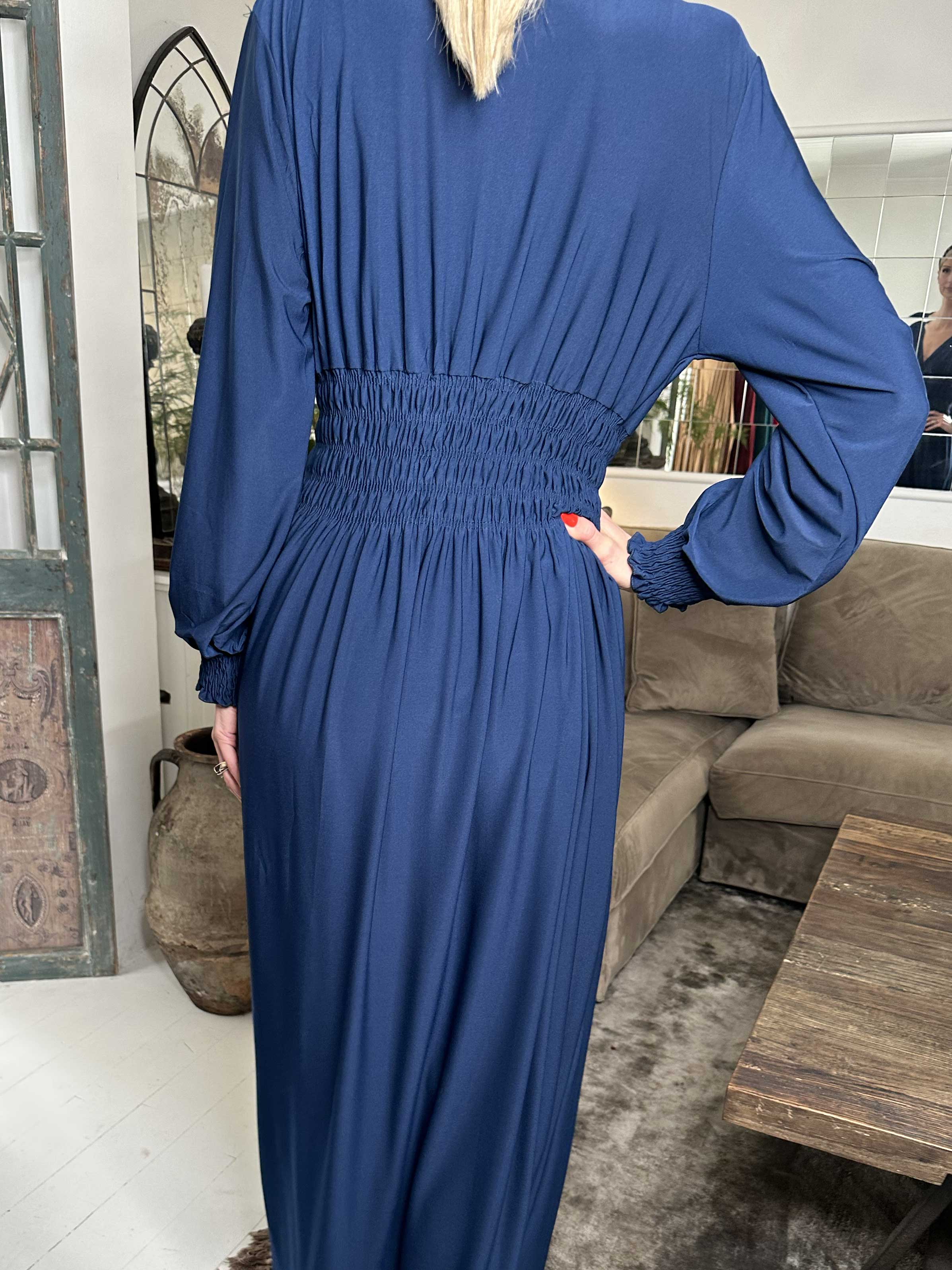 Pams Plain L/S - Elastisk kjole med smock og lange ærmer